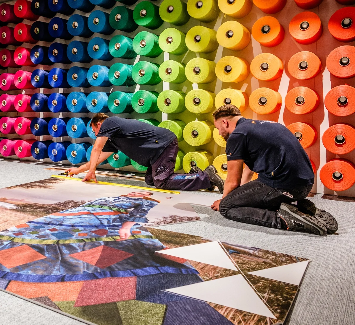 Prestige Reclame Sign 13 Monteurs van Prestige Reclame bezig met het monteren van sign in het Tapijtmuseum Genemuiden.